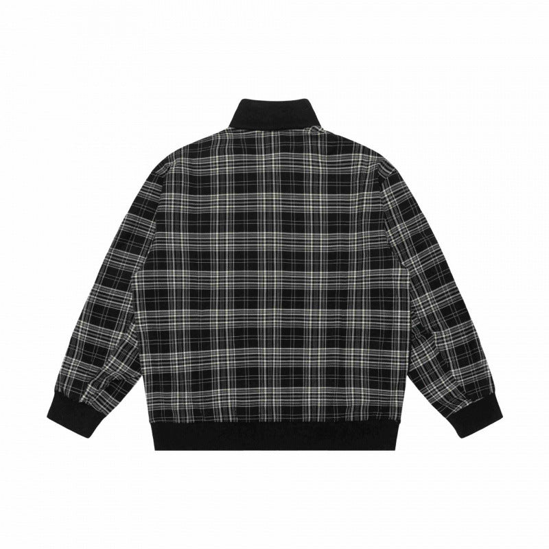 Unisex Kurz geschnittene Zip-Jacke im Boxy-Style mit Karo-Ärmeltape und Stehkragen Nord Taschen