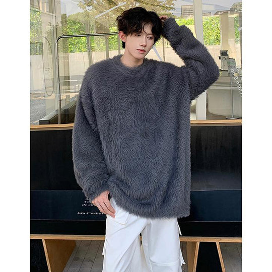 Damen Gemütlicher Oversized-Pullover mit flauschiger Textur Nord Taschen