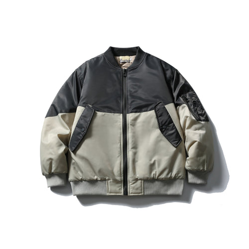 Unisex Kurz geschnittene zweifarbige Nylon‑Bomberjacke mit Utility‑Klappentaschen und Ärmel‑Zipper Nord Taschen