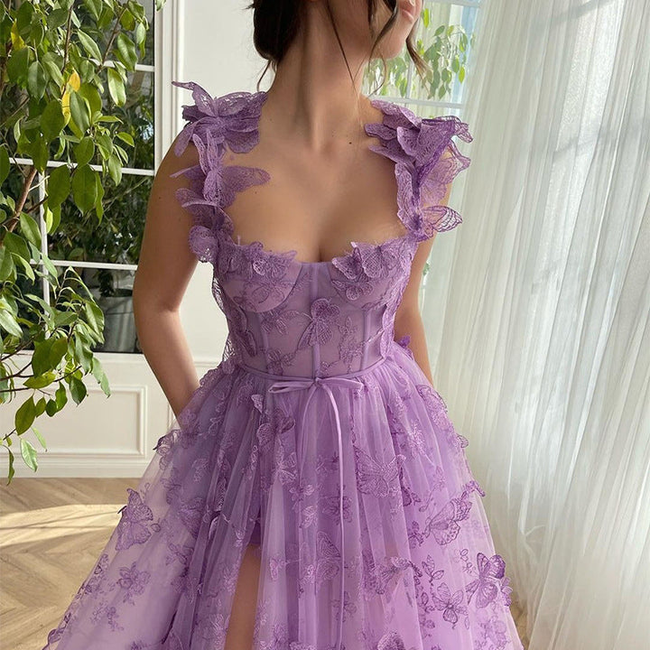 Chic Schlitz Braut Party Strand Kleid