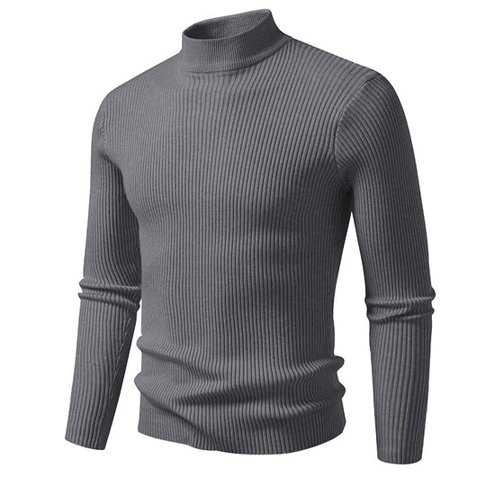 Herren Rippstrick-Mockneck-Pullover schmaler Schnitt thermischer Feinstrick Nord Taschen