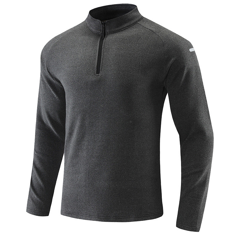 Herren Atmungsaktives Funktions-Langarmshirt mit Stehkragen und kurzem Reißverschluss Nord Taschen