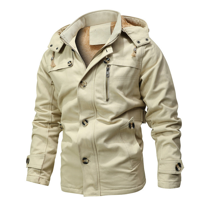 Herren Parka-Jacke mit Kapuze, Thermofutter und Metallknöpfen Nord Taschen