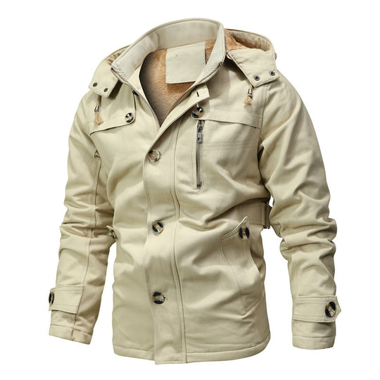 Herren Parka-Jacke mit Kapuze, Thermofutter und Metallknöpfen Nord Taschen