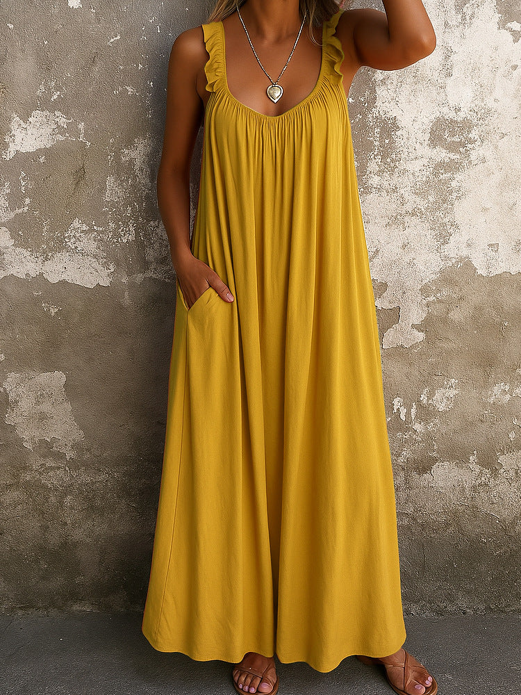 Damen Maxi-Kleid mit trägerloser Passform und luftiger Silhouette