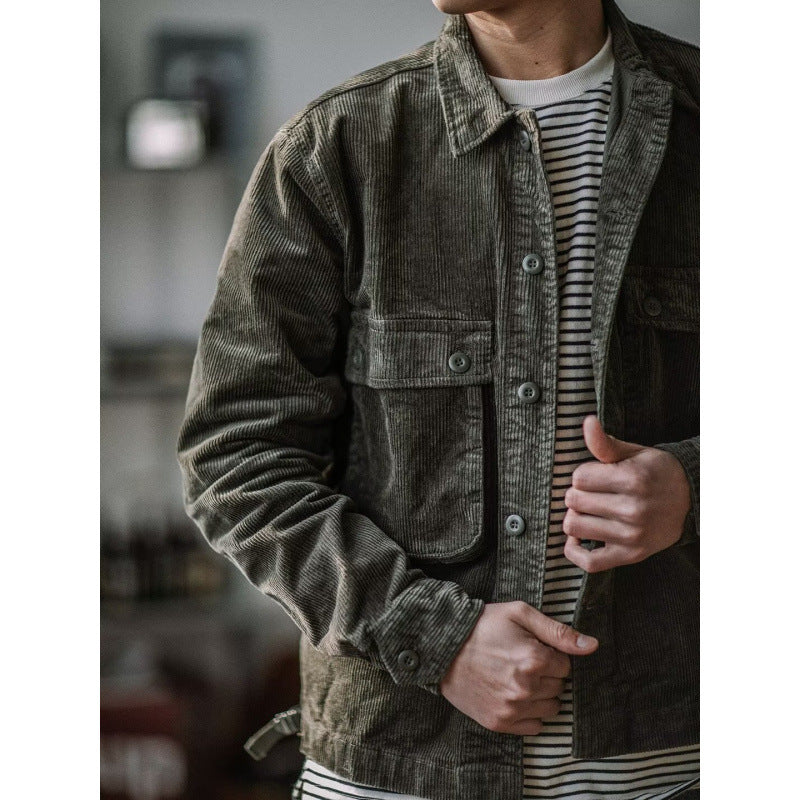 Herren Robustes Kord-Overshirt im Worker-Look mit aufgesetzten Pattentaschen Nord Taschen