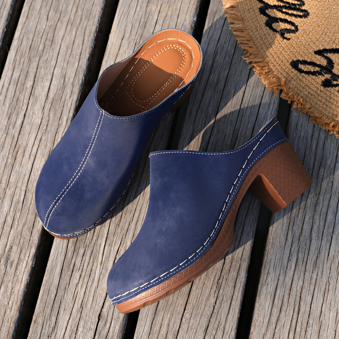 Damen Elegante Clogs aus hochwertigem Wildleder mit komfortablem Blockabsatz