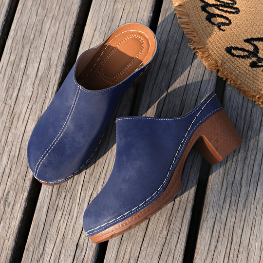 Damen Elegante Clogs aus hochwertigem Wildleder mit komfortablem Blockabsatz