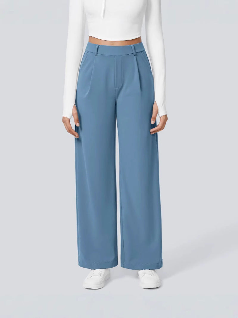 Damen Elegante High‑Waist Palazzo‑Hose mit vorderen Bundfalten und Eingrifftaschen Nord Taschen