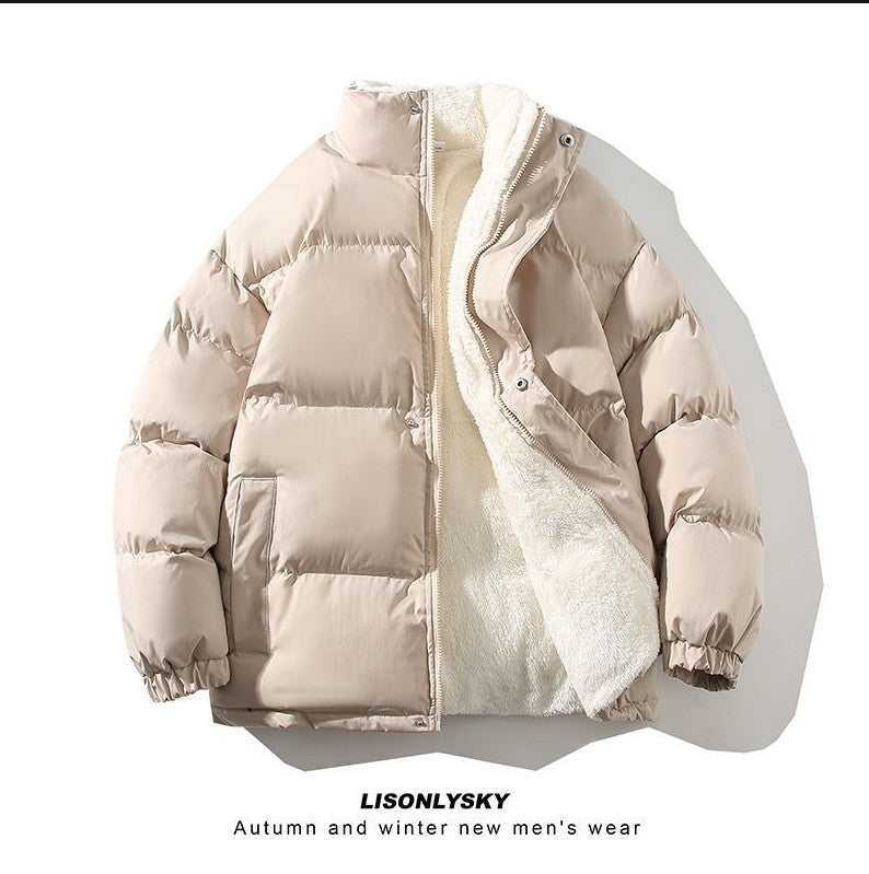 Herren gefütterte Winter-Steppjacke mit Teddyfutter, hohem Stehkragen und verdeckter Druckknopfleiste Nord Taschen