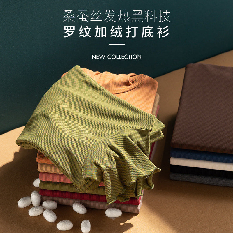 Damen Feines Ripp-Langarmshirt mit Rollkragen und Volantkanten Nord Taschen