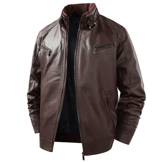 Herren Modische Lederjacke mit Fleece-Futter Nord Taschen