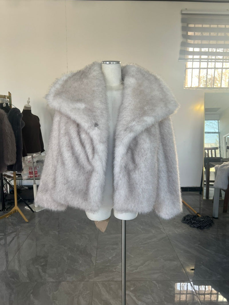 Damen Cropped Kunstpelz‑Bolero mit extraweichem Langflor und voluminösem Schalkragen Nord Taschen