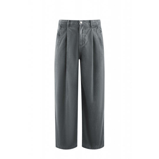 Damen Hochtaillierte Culotte-Hose mit weitem Bein, Bundfalten und soften Denimgriff Nord Taschen
