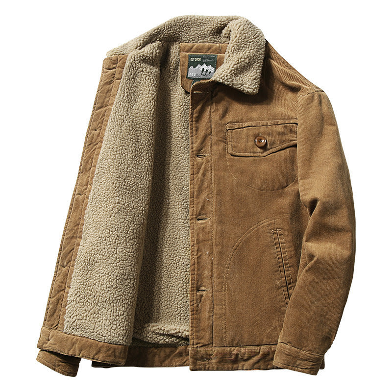 Herren Robuste Cordjacke mit Teddyfutter Nord Taschen
