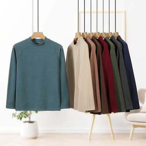 Herren Premium-Mockneck-Pullover aus feinem Woll-Mix mit Raglanärmeln Nord Taschen
