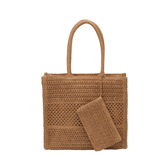 Damenhandtasche aus handgewebtem Naturmaterial mit praktischem Innenfach Nord Taschen