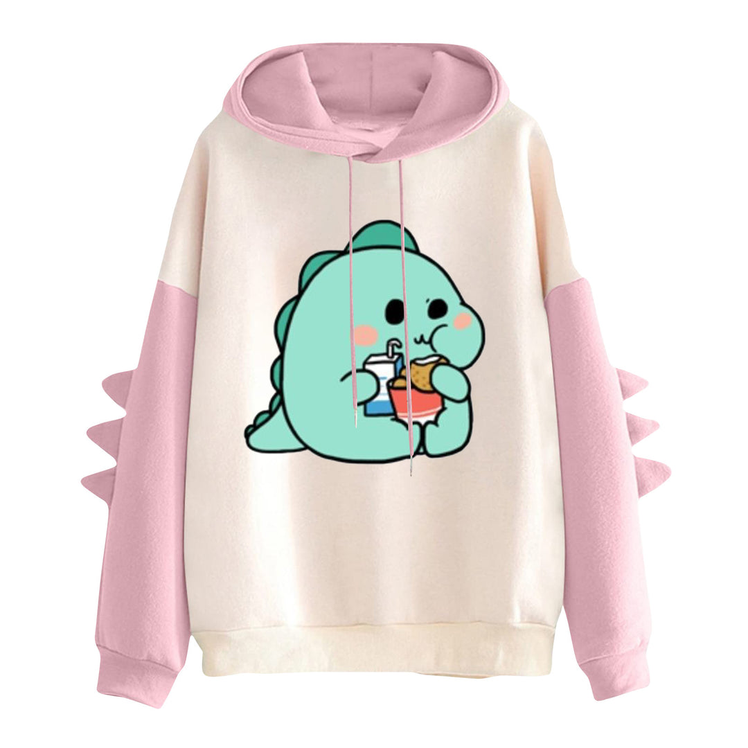 Damen nan Kapuzenpullover mit niedlichem Frosch-Motiv, Kängurutasche und volumigen Ärmelapplikationen Nord Taschen