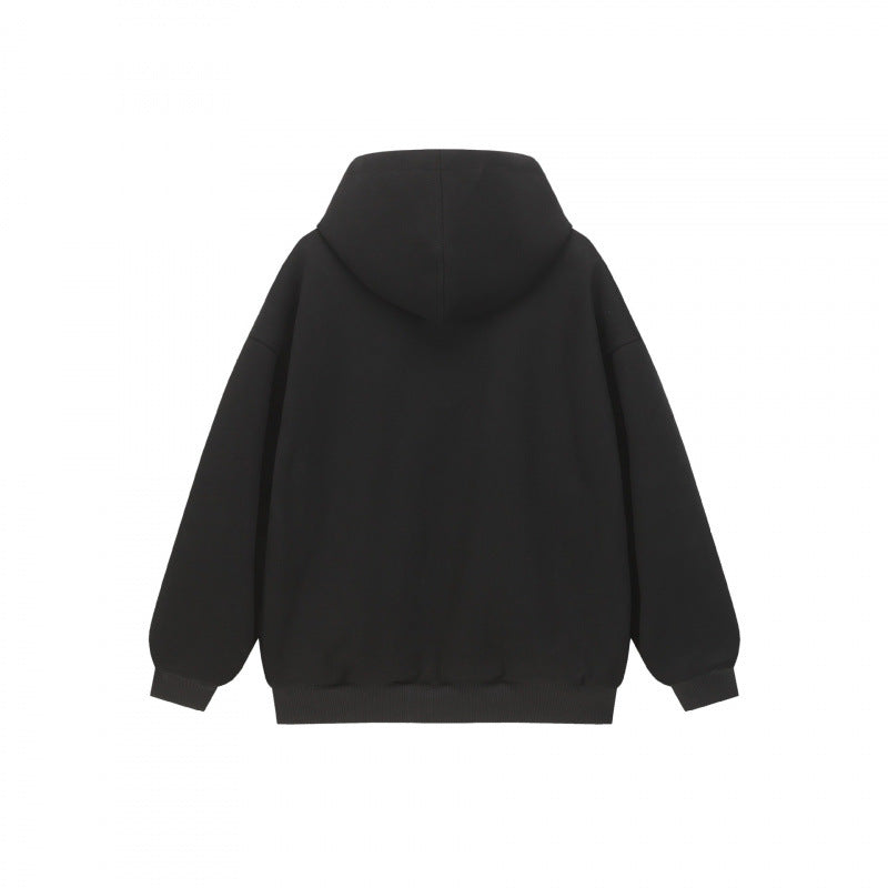 Unisex Oversize Kapuzen-Sweatjacke mit Karofutter, durchgehendem Reißverschluss und geripptem Saum Nord Taschen