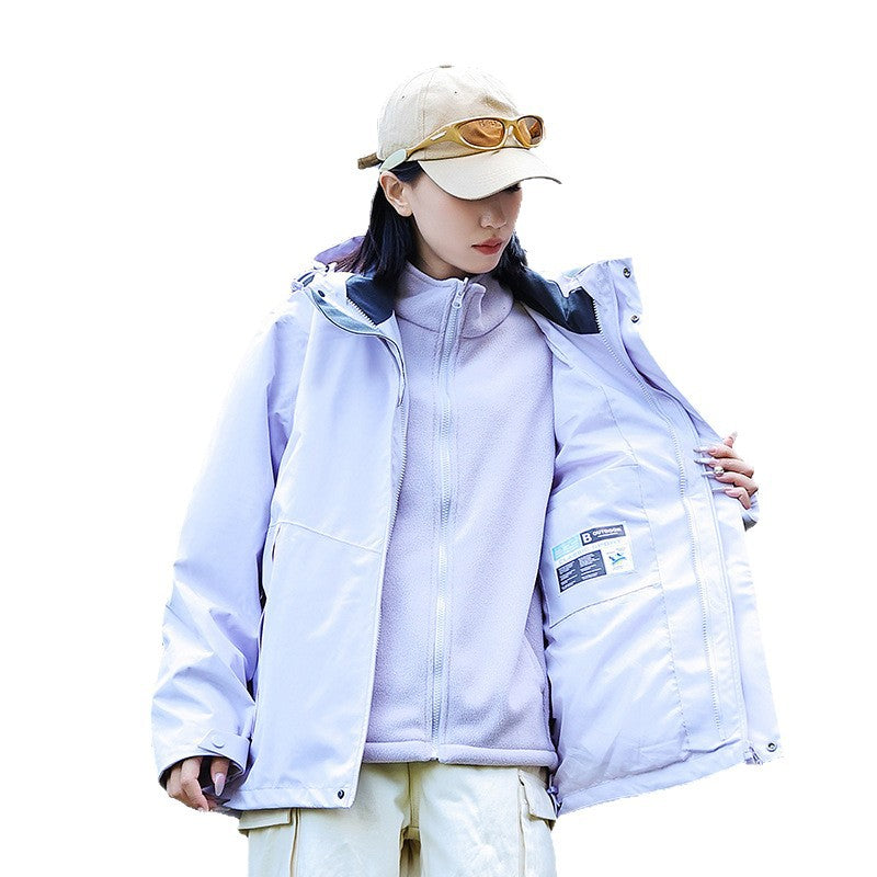 Damen technische Mehrlagen-Hardshell-Regenjacke mit verstellbarer Kapuze, Brustriemen und wasserabweisenden Reißverschlüssen Nord Taschen