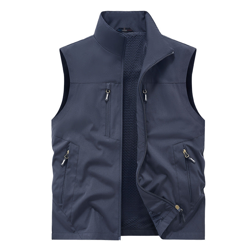 Herren Wasserabweisende Utility‑Weste mit mehreren Reißverschlusstaschen & hohem Stehkragen Nord Taschen