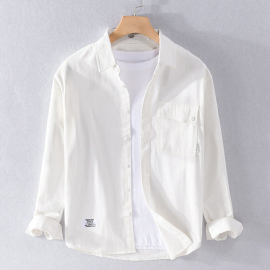Herren Lockeres Hemdjacken-Overshirt aus Soft‑Twill mit integriertem Layer‑T‑Shirt und aufgesetzter Brusttasche Nord Taschen
