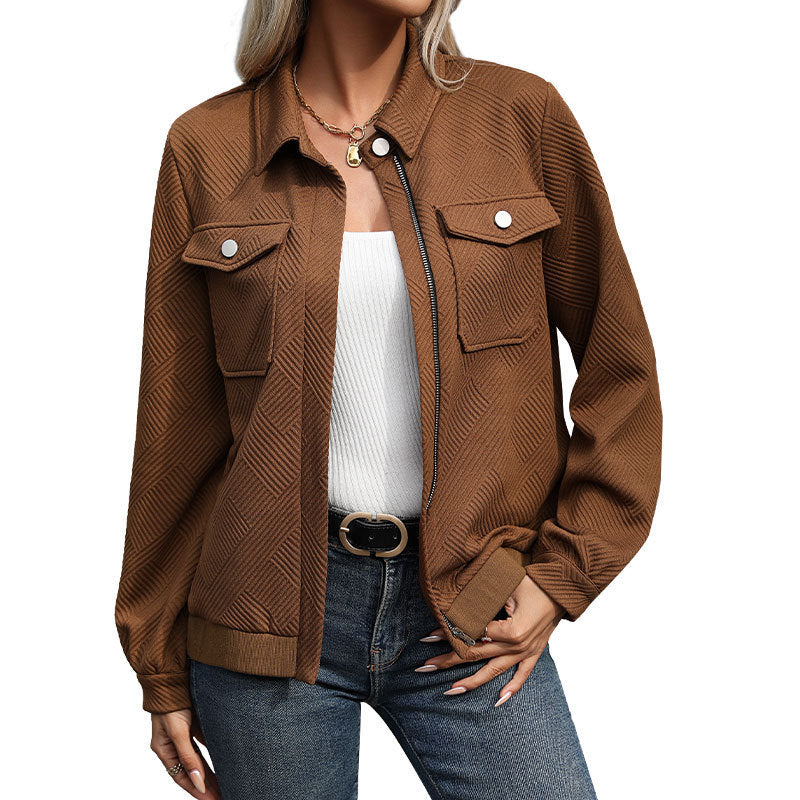 Damen Modische Overshirt-Jacke mit strukturiertem Muster Nord Taschen