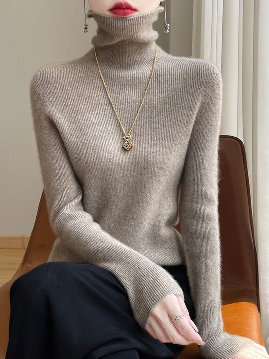 Damen Schmal geschnittener Feinstrick-Rollkragenpullover mit extrafeinem Flauschfinish Nord Taschen