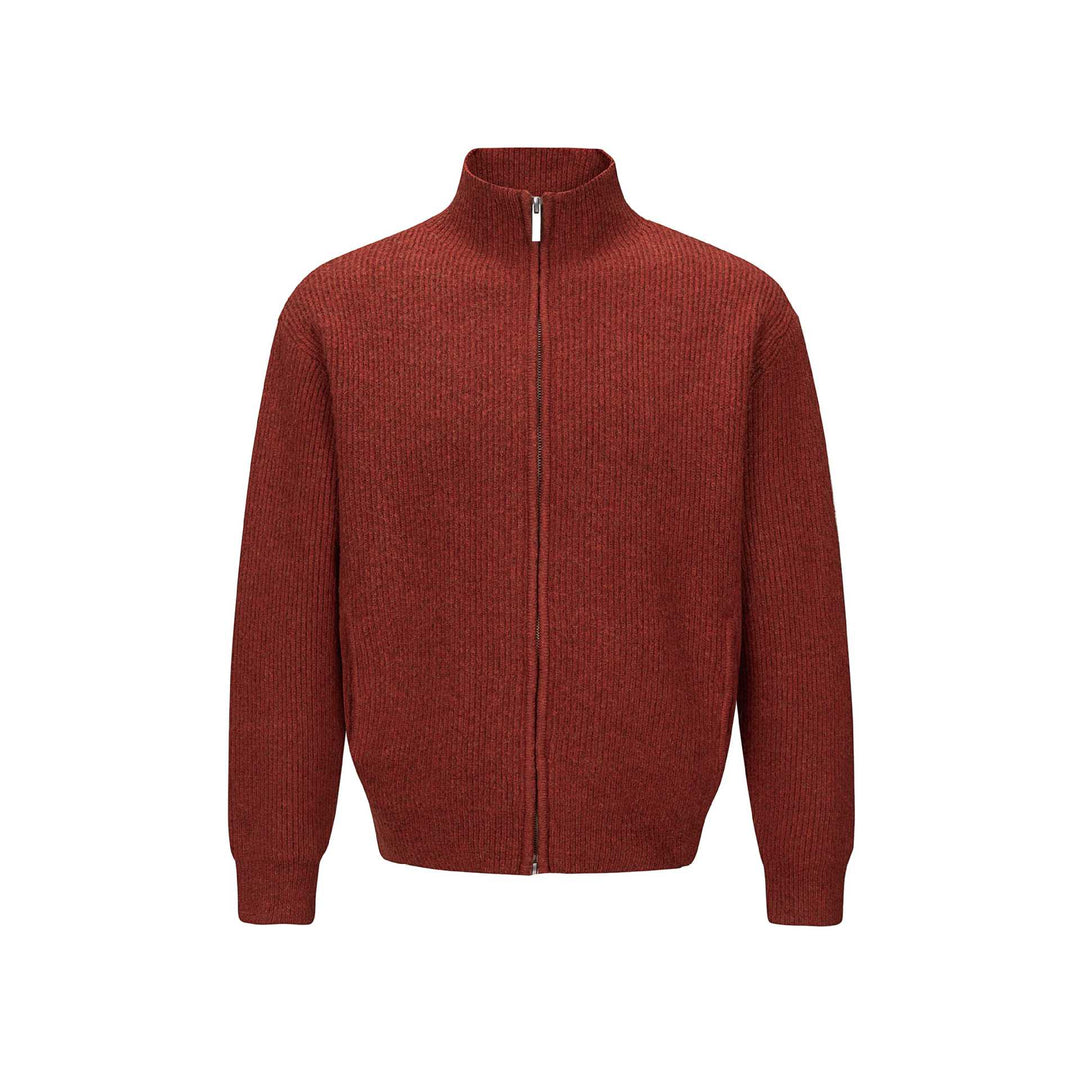 Unisex Kurzer gerippter Strickzipper mit hohem Stehkragen und schlankem Bund Nord Taschen