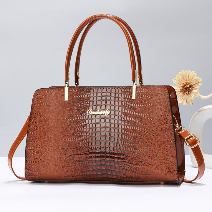 Damen elegante Handtasche mit Krokodilleder-Optik und abnehmbaren Tragegurt Nord Taschen