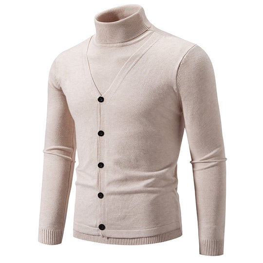 Herren Feiner Rollkragenpullover mit dekorativer Knopfleiste und schmaler Silhouette Nord Taschen