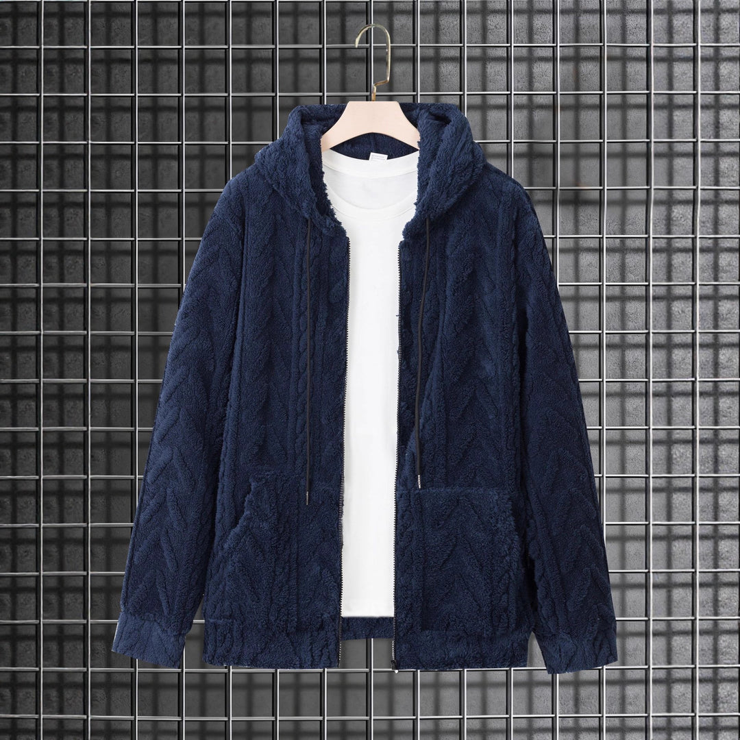 Herren kuschelige Kapuzenjacke aus Teddyfleece mit durchgehendem Reißverschluss und Kängurutaschen Nord Taschen