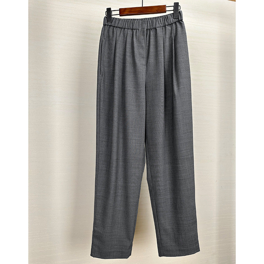 Damen Weite High-Waist Stoffhose mit Gummibund und geradem Bein Nord Taschen