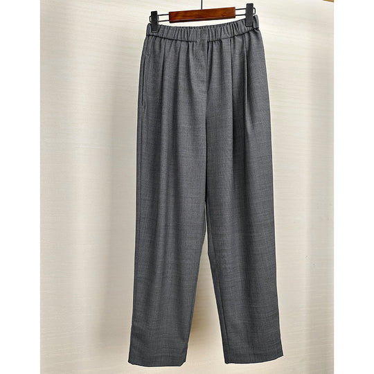 Damen Weite High-Waist Stoffhose mit Gummibund und geradem Bein Nord Taschen
