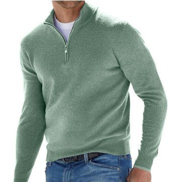 Herren Feiner Strickpullover mit kurzem Reißverschluss und Troyerkragen Nord Taschen