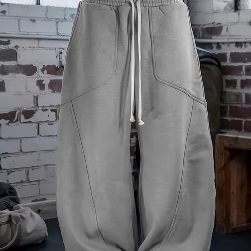 Damen Weite High‑Waist Baggy‑Jogginghose mit Tunnelzug, elastischem Bund und aufgesetzten Taschen Nord Taschen
