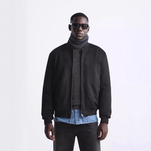 Herren Kurzblouson im minimalistischen Bomberstil mit geripptem Saum Nord Taschen