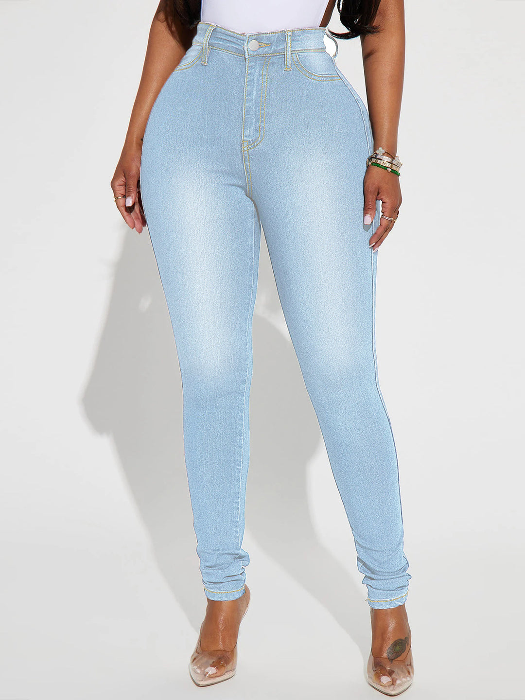 Damen High-Waist Skinny-Jeans mit formendem Stretch und schmalem Bein Nord Taschen