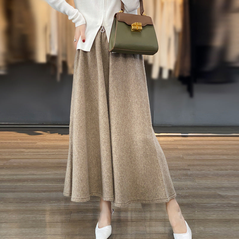 Damen Midirock aus gestricktem Wollmix mit ausgestellter A‑Linie Nord Taschen
