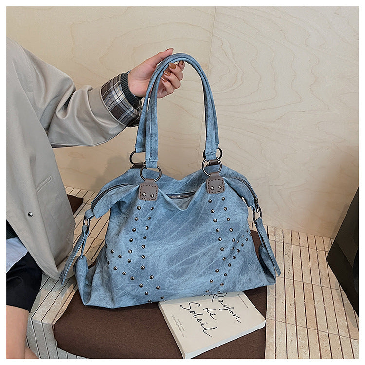 Damen modische Shopper-Tasche aus strapazierfähigem Material mit Nieten Nord Taschen