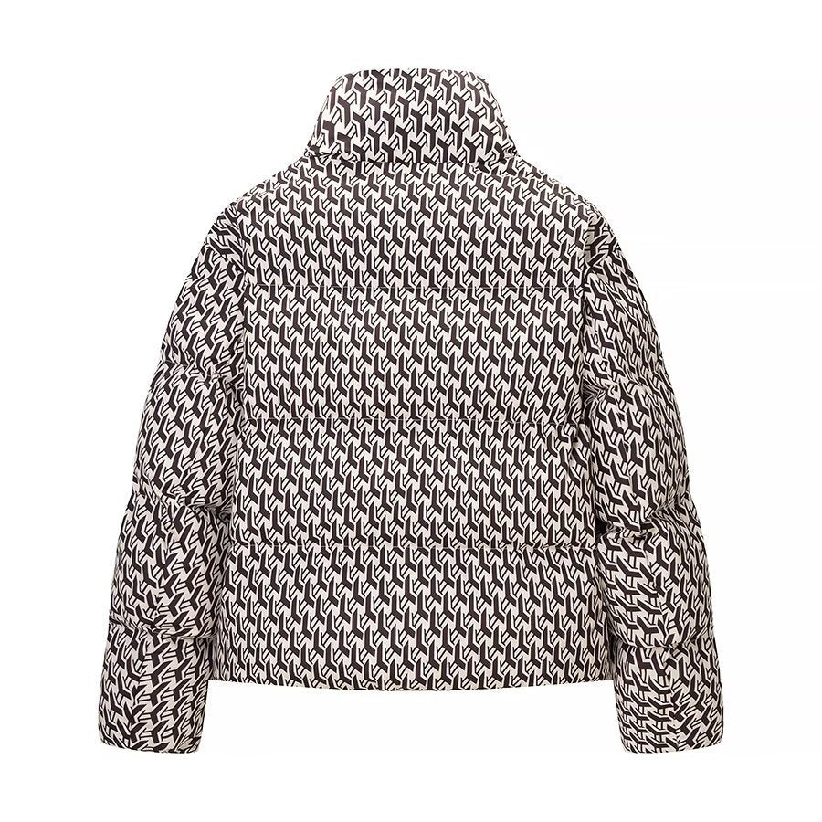 Damen Steppjacke mit hohem Kragen und grafischem Jacquardmuster Nord Taschen