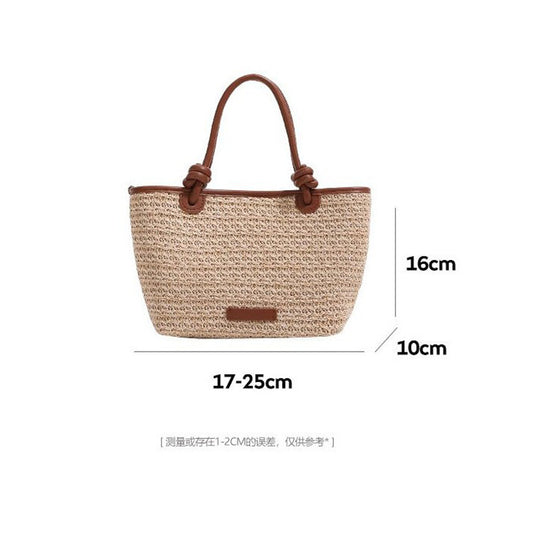 Damen Strohtasche mit elegantem Lederakzent Nord Taschen