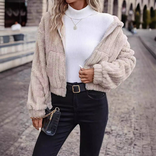 Damen Fleecejacke mit Kapuze und weichem Innenfutter Nord Taschen