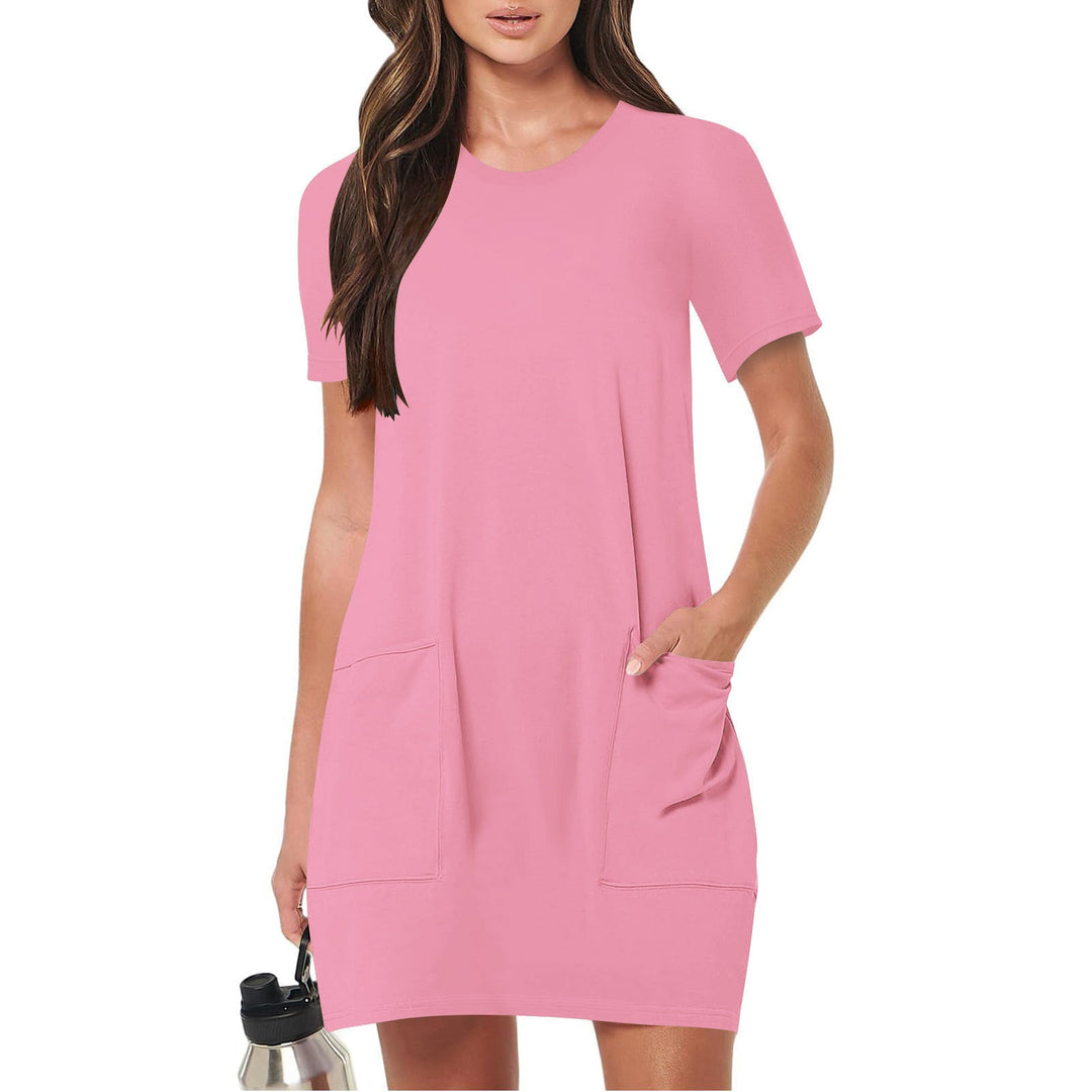 Damen lässiges T-Shirt-Kleid mit praktischen Taschen