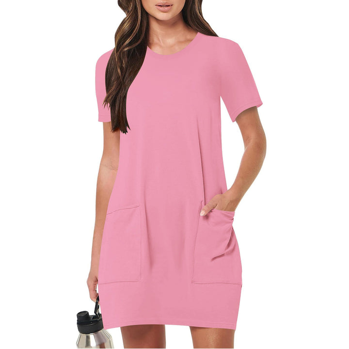 Damen lässiges T-Shirt-Kleid mit praktischen Taschen