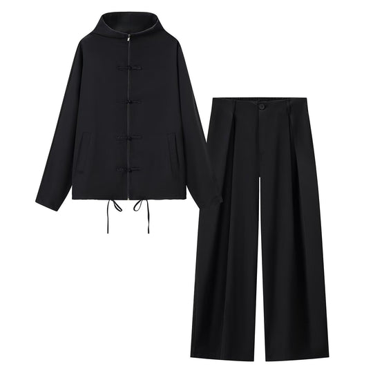 Damen leichte Boxy-Jacke mit Stehkragen, Zipper-Front, Kordelzug und dekorativen Knotenverschlüssen Nord Taschen