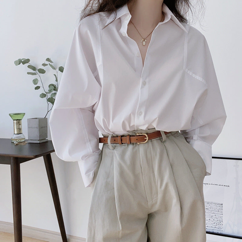 Damen Elegante und lässige Oversized Hemdbluse Nord Taschen