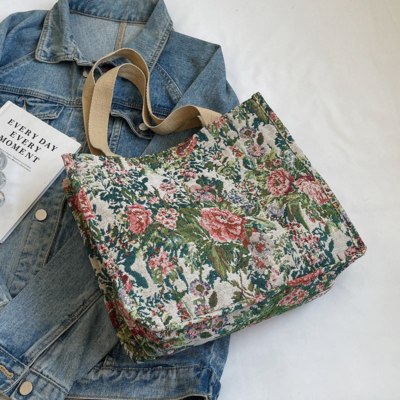 Damen Einkaufstasche im floralen Jacquard-Design Nord Taschen