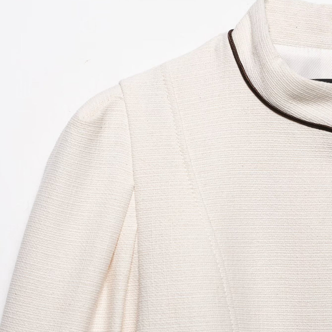 Damen Kurzblazer im Bouclé-Look mit Stehkragen, Zierknopfleiste und Kontrastpaspel Nord Taschen