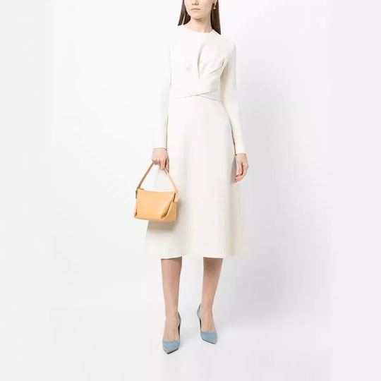 Damen Midikleid mit taillierter Drapierung und A-Linien Rock Nord Taschen